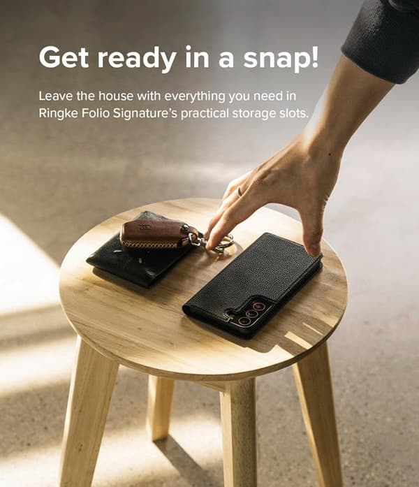 Ringke Folio Signature Flip Läder Fodral Galaxy S22 Plus - Svart