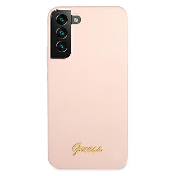 Guess Silicone Script Metal Logo Skal Galaxy S22 Plus - Rosa