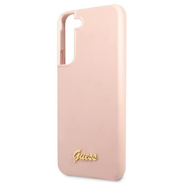 Guess Silicone Script Metal Logo Skal Galaxy S22 Plus - Rosa