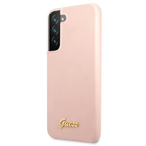 Guess Silicone Script Metal Logo Skal Galaxy S22 Plus - Rosa