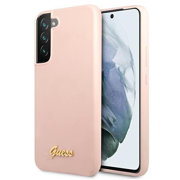 Guess Silicone Script Metal Logo Skal Galaxy S22 Plus - Rosa