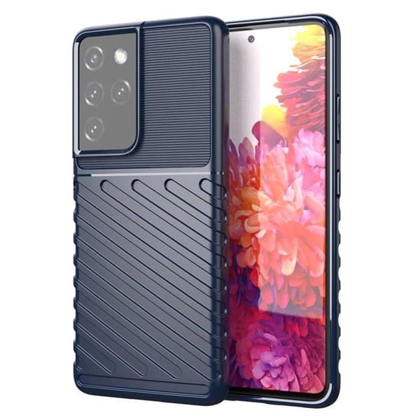 Thunder Flexibel Armored Skal Galaxy S22 Ultra - Blå