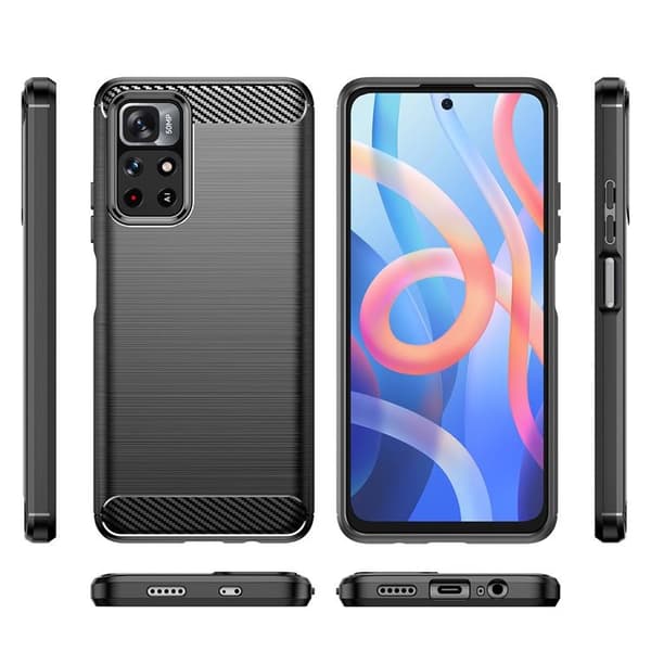 Carbon Flexible Skal Xiaomi Poco M4 Pro 5G - Svart