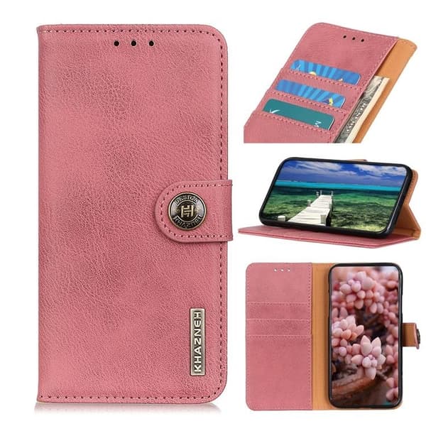 KHAZNEH Textured PU Läder Plånboksfodral Xiaomi 12/12X - Rosa