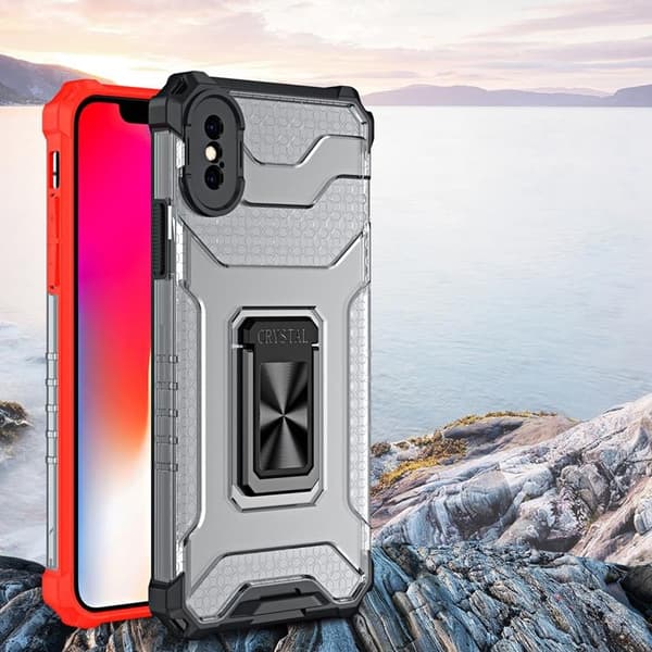 Crystal Ring Kickstand Skal iPhone XS Max - Röd
