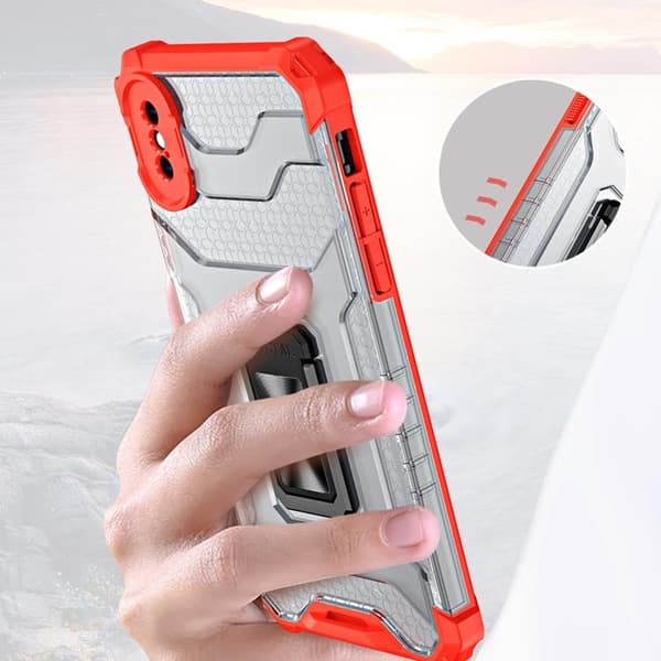 Crystal Ring Kickstand Skal iPhone XS Max - Röd