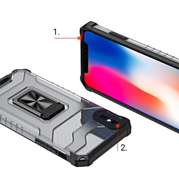 Crystal Ring Kickstand Skal iPhone XS Max - Röd