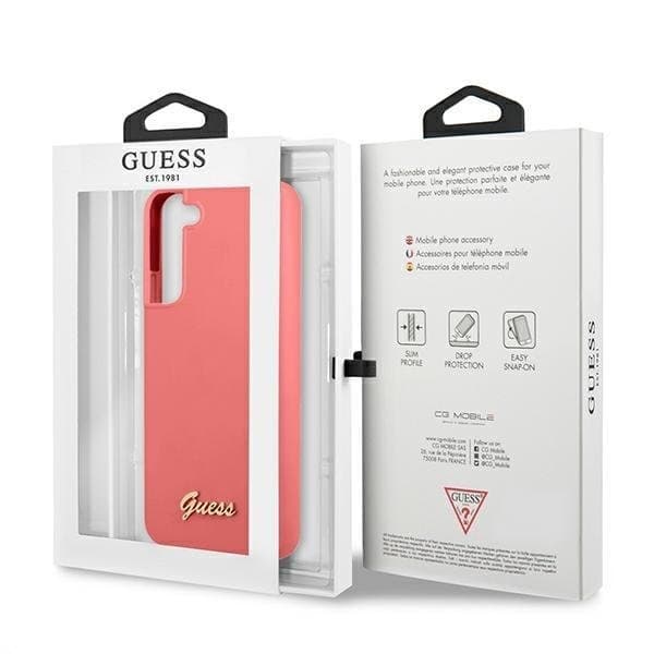 Guess Silicone Script Metal Logo Galaxy S22 Plus - Fuchsia