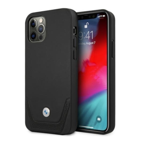 BMW Läder Perforate Skal iPhone 12 Pro Max - Svart