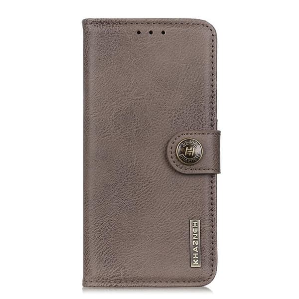KHAZNEH Textured PU Läder Plånboksfodral Xiaomi 12 Pro - Grå