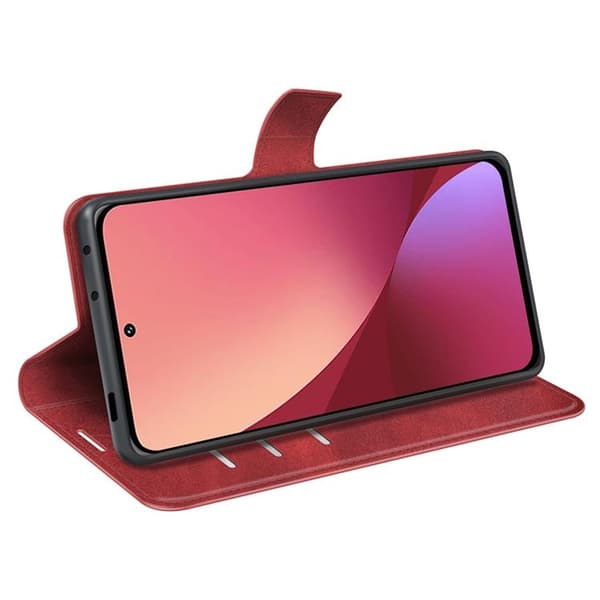 Magnetic Clasp Plånboksfodral Xiaomi 12 Pro - Röd