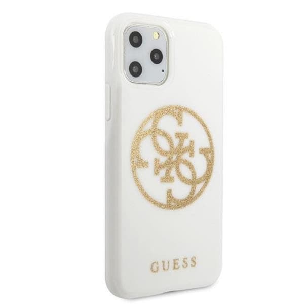 Guess Glitter Circle Logo Skal iPhone 11 Pro Max - Vit