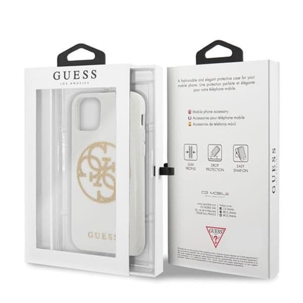 Guess Glitter Circle Logo Skal iPhone 11 Pro Max - Vit