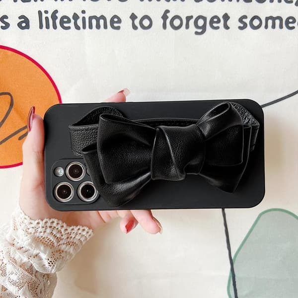 Bowknot Läderrem iPhone 13 Mini Skal - Svart