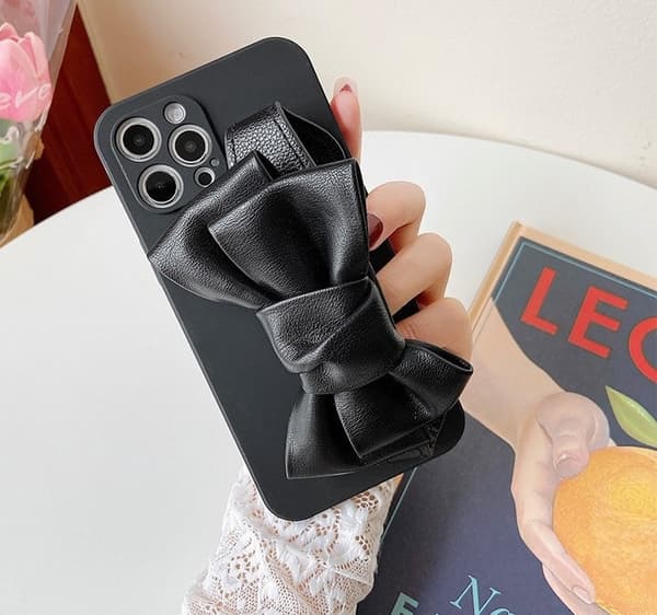 Bowknot Läderrem iPhone 13 Mini Skal - Svart