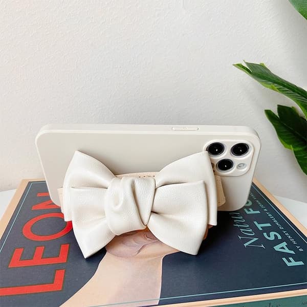 Bowknot Läderrem TPU Skal iPhone 13 Pro - Vit