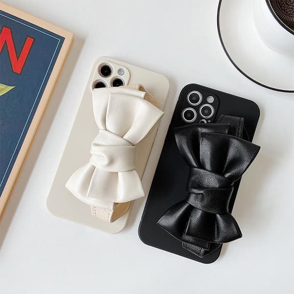 Bowknot Läderrem TPU Skal iPhone 13 Pro - Vit