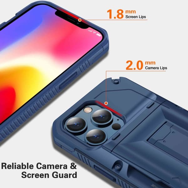 iPhone 13 Pro Skal Korthållare Built-in Kickstand - Grön