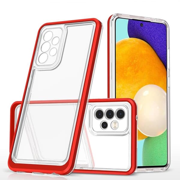 Galaxy A13 5G Skal Clear 3in1 Frame Gel - Röd