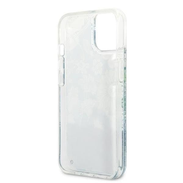 Guess iPhone 13 Skal Flower Liquid Glitter - Grön