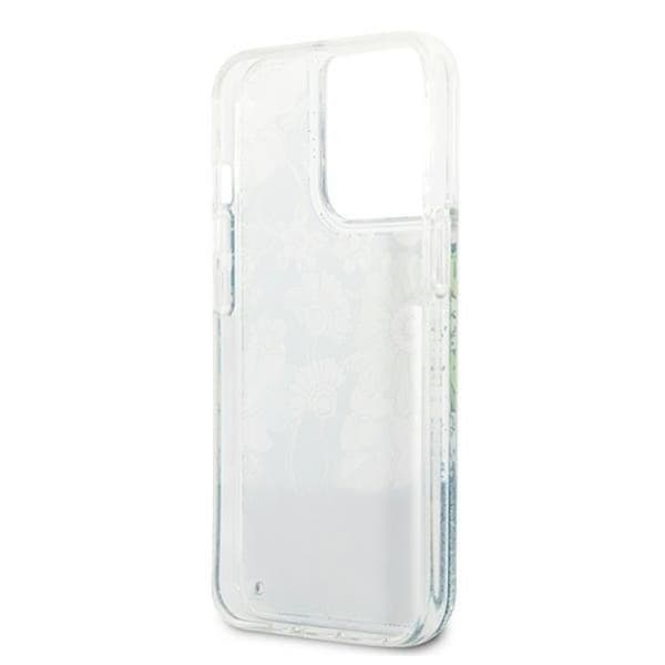 Guess iPhone 13 Pro Skal Flower Liquid Glitter - Grön