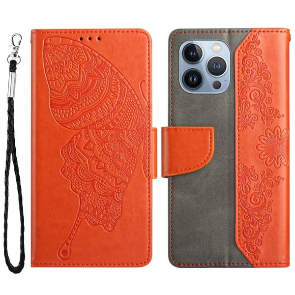 Fjärilar iPhone 13 Pro Max Plånboksfodral - Orange