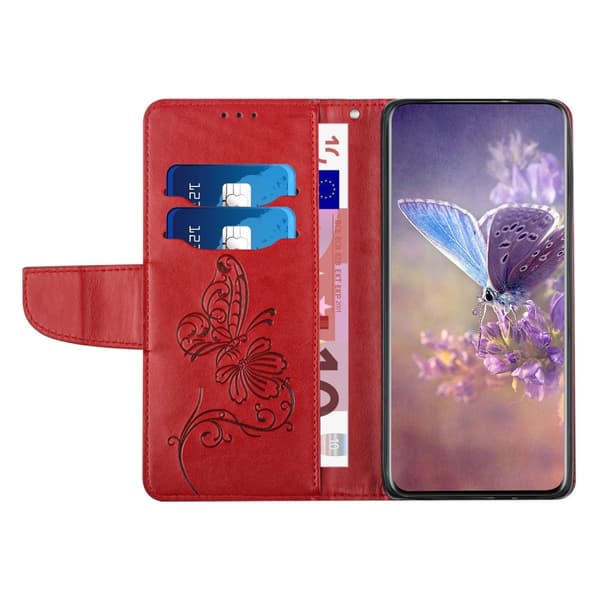 Fjärilar iPhone 13 Pro Max Plånboksfodral - Röd