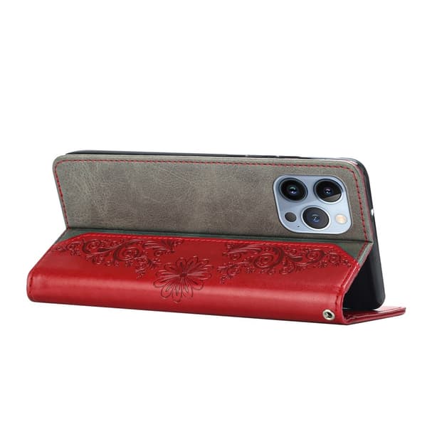 Fjärilar iPhone 13 Pro Max Plånboksfodral - Röd