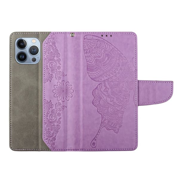 Fjärilar iPhone 13 Pro Plånboksfodral - Lila
