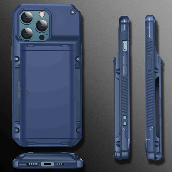 iPhone 13 Pro Max Skal Med Kortfack - Blå