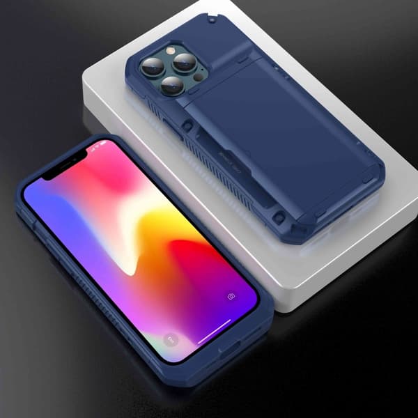 iPhone 13 Pro Max Skal Med Kortfack - Blå