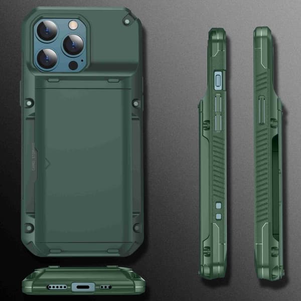 iPhone 13 Pro Max Skal Med Kortfack - Grön