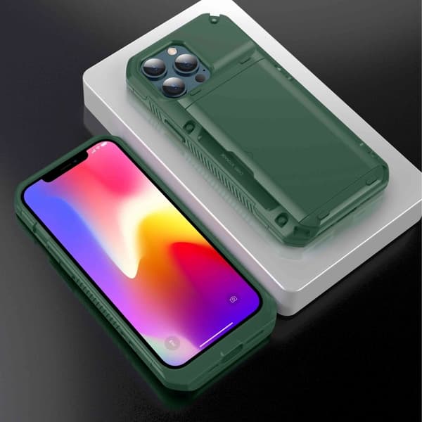 iPhone 13 Pro Max Skal Med Kortfack - Grön
