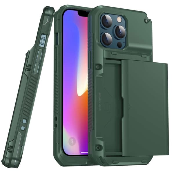 iPhone 13 Pro Max Skal Med Kortfack - Grön