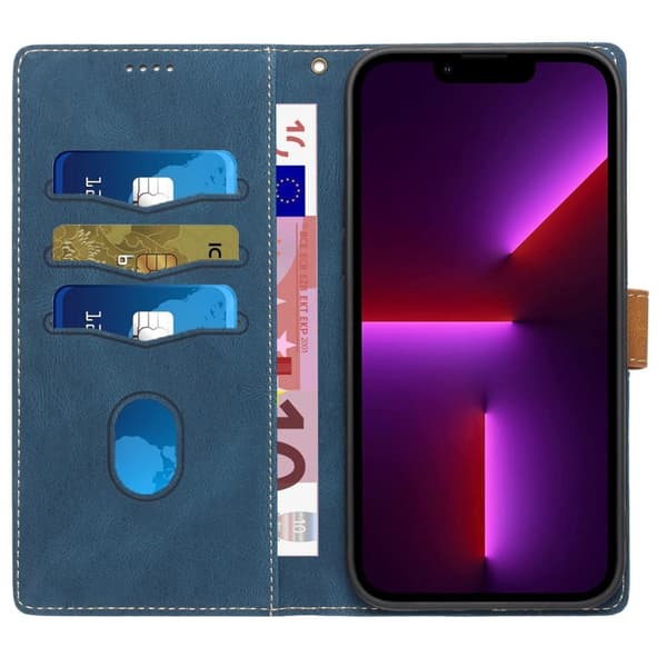 Splicing Design iPhone 13 Pro Plånboksfodral - Blå