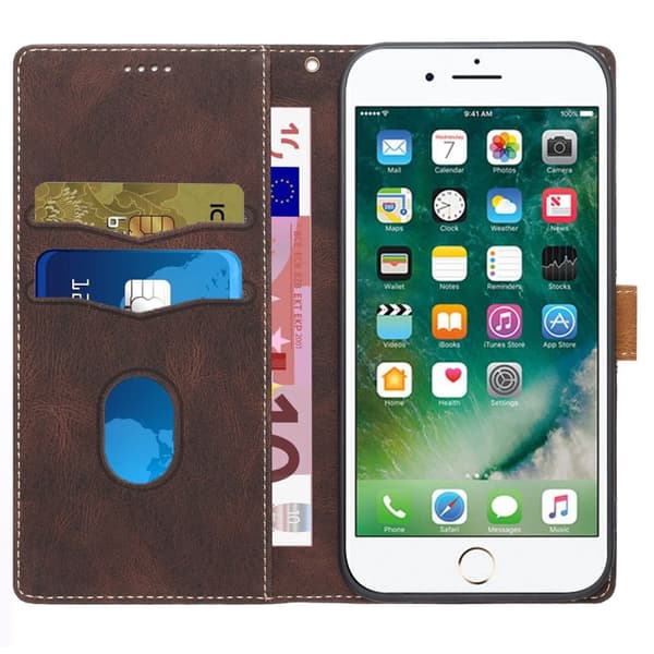 Splicing Design iPhone 7/8/SE 2020/SE 2022 Plånboksfodral  - Brun