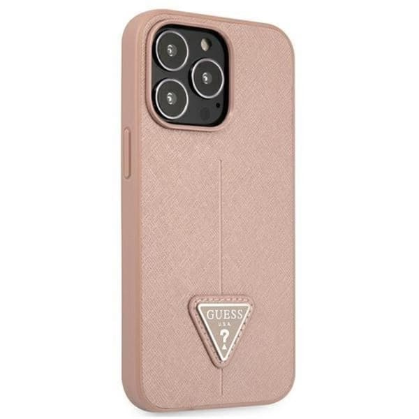 Guess iPhone 13 Pro/13 Skal Saffiano Triangle Logo - Rosa