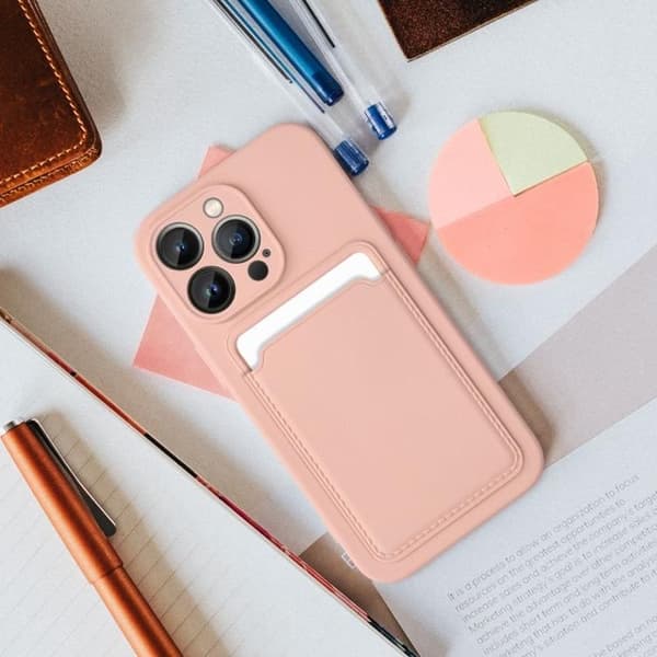 Forcell iPhone 12/12 Pro Skal Korthållare - Rosa