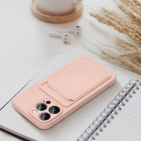 Forcell iPhone 12/12 Pro Skal Korthållare - Rosa