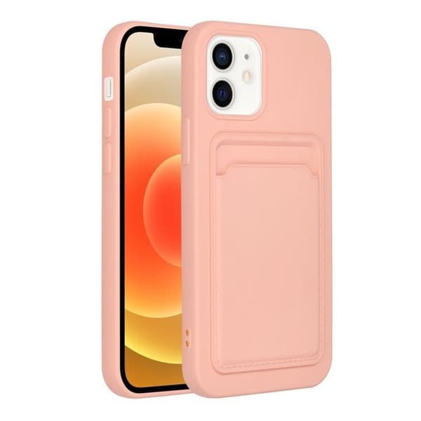 Forcell iPhone 12/12 Pro Skal Korthållare - Rosa