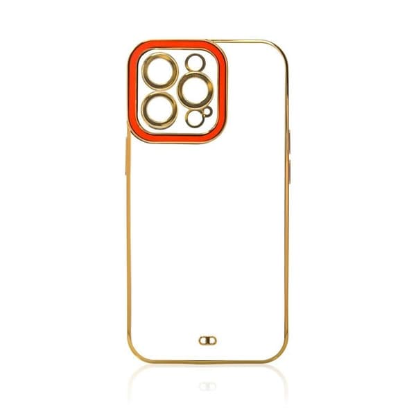 iPhone 13 Pro Max Skal Fashion Guld Frame Gel - Röd