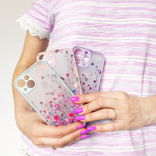 iPhone 13 Pro Max Skal Design Floral - Blå