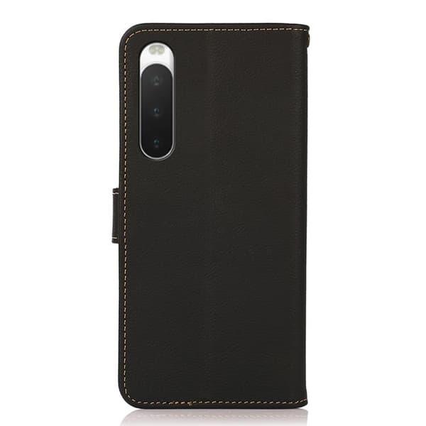 KHAZNEH Sony Xperia 10 IV Plånboksfodral Äkta Läder RFID - Svart
