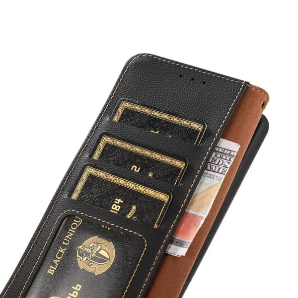 KHAZNEH Sony Xperia 10 IV Plånboksfodral Äkta Läder RFID - Svart