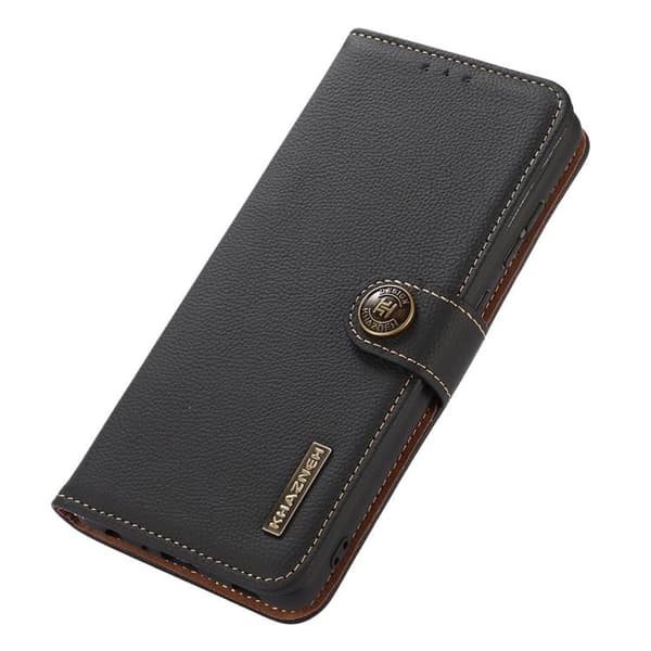KHAZNEH Sony Xperia 10 IV Plånboksfodral Äkta Läder RFID - Svart