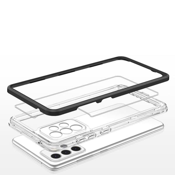 Galaxy A73 Skal Clear 3in1 Frame Gel - Svart