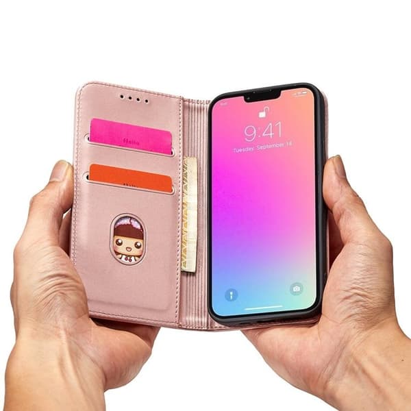 iPhone 12 Pro Max Plånboksfodral Magnet Stand - Rosa