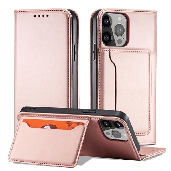 iPhone 12 Pro Max Plånboksfodral Magnet Stand - Rosa