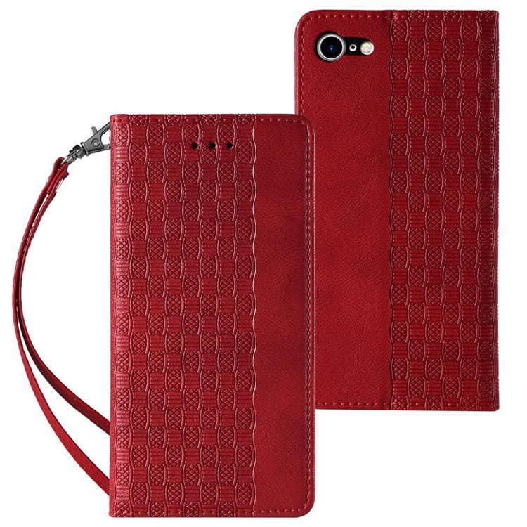 iPhone 7/8/SE (2022/2020) Plånboksfodral Magnet Strap - Röd