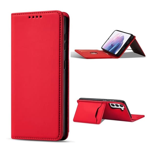 Galaxy S22 Plus Plånboksfodral Magnet Stand - Röd